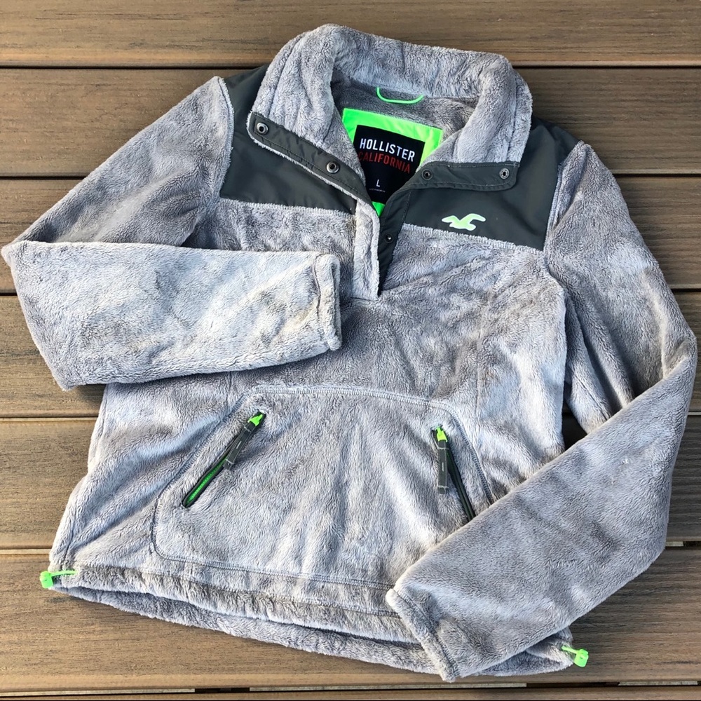 Grey & Green Fleece HOLLISTER Jacket